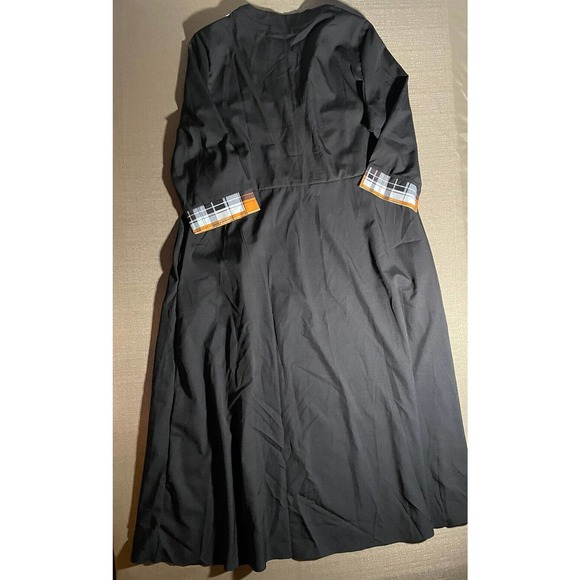 NEW Nora Cora Women’s Large L Maxi Dress Black Yellow White Plaid Trim Buttons - Picture 5 of 5